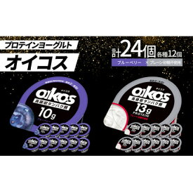 【ふるさと納税】ダノン オイコス 脂肪0 2種詰め合わせセット(ブルーベリー12個・プレーン砂糖不使用12個)【配送不可地域：離島・沖縄県】【1565581】