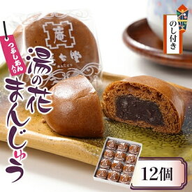 【ふるさと納税】【のし付き】湯の花まんじゅう(つぶし餡)12個入×1箱【配送不可地域：離島・沖縄県】【1427680】