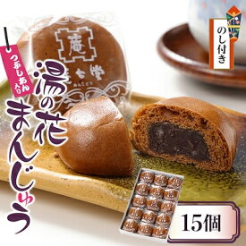 【ふるさと納税】【のし付き】湯の花まんじゅう(つぶし餡)15個入×1箱【配送不可地域：離島・沖縄県】【1427681】