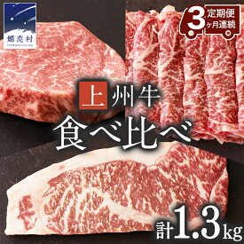 【ふるさと納税】 《 定期便 》 上州牛 食べ比べ セット 3ヶ月 連続お届け すき焼き ・ サーロイン ・ ヒレステーキ セット 牛肉 日本 国産 国産牛 群馬 冷凍 真空パック ステーキ用 定期 お肉 肉 焼肉 焼き肉 バーベキュー BBQ ブランド牛 先行予約