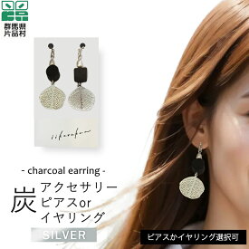 【ふるさと納税】 炭アクセサリー ピアス or イヤリング (銀色) アクセサリー 炭 小物 群馬県 片品村
