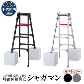 【ふるさと納税】シャガマン はしご兼用伸縮脚立(上部操作タイプ) RYR-12（ 選べる ブラック / シルバー ）/ 脚立 踏み台 負担軽減 作業効率アップ タイパ 送料無料 お取り寄せ ギフト 贈り物 贈答用 プレゼント 雑貨 おすすめ 群馬県 千代田町