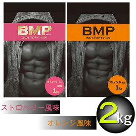 【ふるさと納税】BMPプロテイン オレンジ×ストロベリー風味セット 各1kg（計2kg） ／ たんぱく質 栄養補給 ホエイプロテイン 埼玉県