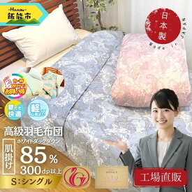 【ふるさと納税】【工場直販】肌掛け高級羽毛布団　ホワイトダウン85% ＜シングル/柄お任せ＞　　お届け：発注後、2週間以内 HNNCG001