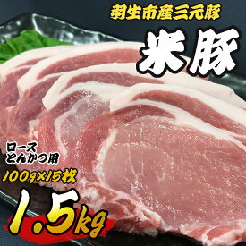 【ふるさと納税】 豚肉 三元豚 1.5kg (100g×15) 間中さん家 米豚 ロース とんかつ トンテキ ステーキ ブランド