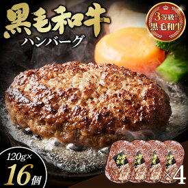 【ふるさと納税】黒毛和牛ハンバーグ120g×16個セット ／ 牛肉 和牛 黒毛和牛 ハンバーグ 16個 冷凍 真空パック 大容量 ストック 夕食 晩ご飯 時短 簡単 調理 焼くだけ お弁当 BBQ キャンプ飯 ギフト 専門店の味 ボリューム満点 肉汁 旨み No.429