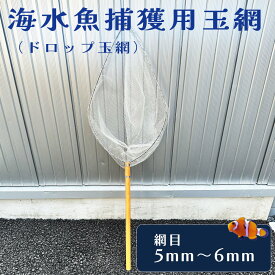 【ふるさと納税】海水魚捕獲用玉網（ドロップ玉網）BL-D-5T［No.579］／ 釣り用品 釣り用ネット 玉網 スレに強い ステンレス枠 木製柄 手すきテグスネット 角度調整 埼玉県