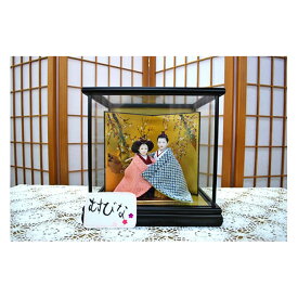 【ふるさと納税】むすびな（小）ケース入り・正絹かのこしぼり・桃［森田人形製作］ひな人形　雛人形［No.287］