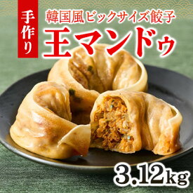 【ふるさと納税】韓国風大型餃子 王マンドゥ(肉・キムチ)780g×各2袋 計3.12kgセット【配送不可地域：離島】【1623033】