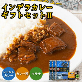 【ふるさと納税】大きな牛肉入り!　インデラカレーギフトセットII_ カレー レトルト レトルトカレー インデラ マサラ カレー粉 入間基地 セット 食べ比べ ギフト 贈答 プレゼント スパイス 贅沢 産地直送 埼玉県 常温 牛肉ゴロゴロ 【1429219】