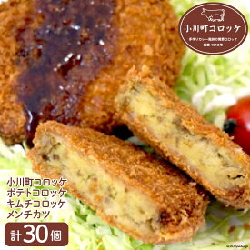 【ふるさと納税】No.006 小川町コロッケセット ／ 揚げ物 ポテトコロッケ キムチコロッケ メンチカツ＜藤屋精肉店＞【埼玉県小川町】