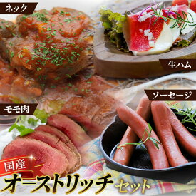 【ふるさと納税】 ネック500gとモモ肉200g＆ソーセージ・生ハムセット【国産オーストリッチ】 ／ ヘルシー ダチョウ肉 詰め合わせ 送料無料 埼玉県 No.049