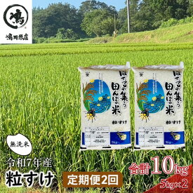 【ふるさと納税】令和7年産 粒すけ　定期便2か月　乾式無洗米　10kg お米