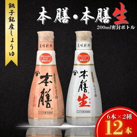 【ふるさと納税】 ヒゲタ醤油 本膳200ml密封ボトル・本膳生200ml密封ボトル 各6本（合計12本）セット しょうゆ 醤油 本膳 生醤油 本膳生 旨味醤油 調味料 料理 家庭用 お取り寄せ ギフト 贈答 贈り物 プレゼント グルメ 常温 送料無料 千葉県 銚子市 櫻井謙二商店