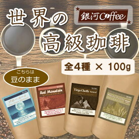 【ふるさと納税】世界の高級コーヒー（豆のまま）100g×4種 銀河コーヒー【12203-0100】