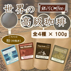 【ふるさと納税】世界の高級コーヒー(粉 中挽)100g×4種 銀河コーヒー【12203-0101】