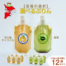 【ふるさと納税】【至福の選択】選べる12個セット（市川梨キャラメル×抹茶）ぷりん　【12203-0348】 Cafe WANISHAN プリン パウチタイプ 飲めるぷりん デザート スイーツ ゼラチン不使用 とろとろ 贅沢 できたて ギフト プレゼント 市川市 千葉県