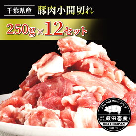 【ふるさと納税】農場直送！！千葉県産 豚肉 小間切れ 小分け 3kg(250g×12) 飯田プレミアムポーク　 お肉