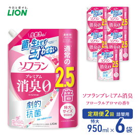 【ふるさと納税】ソフランプレミアム消臭 フローラルアロマの香り（詰め替え用特大×6個）定期便 年2回 ライオン 洗濯 洗剤 日用品 消耗品 消臭 防臭 抗菌 詰替 洗濯用 衣類 衣類用 香り