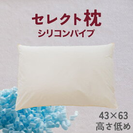 【ふるさと納税】セレクト枕 シリコンパイプ青 標準タイプ　 中央くぼみタイプ 低め（43×63cm）