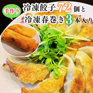 【ふるさと納税】手作り冷凍餃子72個+冷凍春巻き3本入りのセット