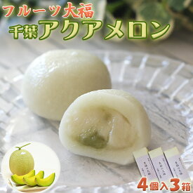【ふるさと納税】【贅沢メロンをひと口で】千葉アクアメロン フルーツ大福 12個（4個入3箱）／マスクメロン 個包装 冷凍 スイーツ 和菓子　[高橋メロン農園][0010-0243]