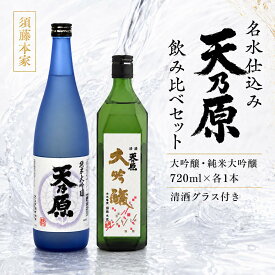 【ふるさと納税】須藤本家 天乃原 大吟醸 純米大吟醸 720ml 2本セット 清酒グラス付き｜日本酒 創業明治18年 久留里の名水仕込み 飲み比べ 四合瓶 地酒 sake 贈答 ギフト 送料無料｜千葉県 君津市
