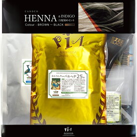 【ふるさと納税】ヘナ かの子のハーバルヘナ 白髪染め セット ［ヘナ25番 100g＋インディゴ 100g］計200g（ 色：ブラウン～ブラック / インディゴ置き時間でお好み調整）アーユルヴェーダ ヘアケア スカルプケア ご自宅ケア スターターセット 2回染め しっかり白髪染め