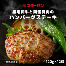 【ふるさと納税】黒毛和牛と国産豚肉のハンバーグステーキ 120g×12個 ふるさと納税 ハンバーグ お肉 ステーキ 国産 豚肉 黒毛和牛千葉県 山武市 SMBI001