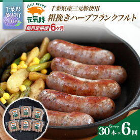 【ふるさと納税】【毎月定期便】元気豚 粗挽きハーブフランクフルト 30本セット 1.8kg(60g×30本)全6回【配送不可地域：離島・沖縄県】【TAKB067】