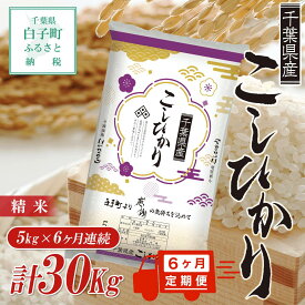 【ふるさと納税】令和5年産 ＜6ヶ月定期便＞千葉県産コシヒカリ＜精米＞5kg×6ヶ月連続 計30kg ふるさと納税 お米 定期 30kg 千葉県産 白子町 コシヒカリ 米 精米 こめ 年越し おせち お餅 送料無料 SHB020