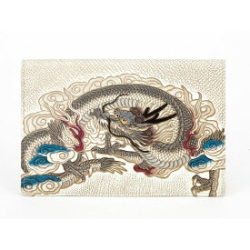 【ふるさと納税】【文庫屋大関】パーソナルホルダー　龍神＜グレー＞【皮革工芸品】 雑貨 日用品 ブックカバー パスポートケース 貴重品入れ マルチケース シンプル 和風 革小物 　お届け：発送可能時期より順次配送