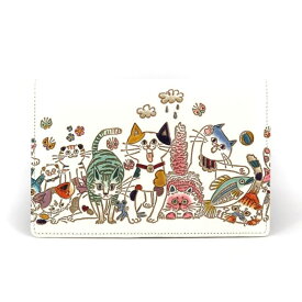 【ふるさと納税】【文庫屋大関】パーソナルホルダー　ネコ集合【皮革工芸品】 雑貨 日用品 ブックカバー パスポートケース 貴重品入れ マルチケース シンプル 和風 革小物 　お届け：発送可能時期より順次配送