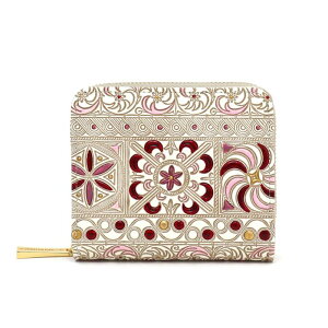 【ふるさと納税】【文庫屋大関】二つ折りファスナーミニ財布 錦紗<ピンク>【皮革工芸品】財布 二つ折り 小物 お札 カード 小銭 コンパクト 牛革 手作り 日本製 墨田区 東京都 お届け: