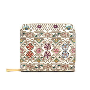 【ふるさと納税】【文庫屋大関】二つ折りファスナーミニ財布 花菱【皮革工芸品】財布 二つ折り 小物 お札 カード 小銭 コンパクト 牛革 手作り 日本製 墨田区 東京都 お届け:発送可能時