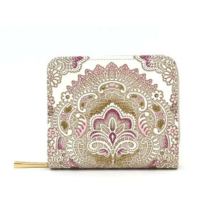 【ふるさと納税】【文庫屋大関】二つ折りファスナーミニ財布 アンティークレース<ピオニー>【皮革工芸品】財布 二つ折り 小物 お札 カード 小銭 コンパクト 牛革 手作り 日本製 墨田区