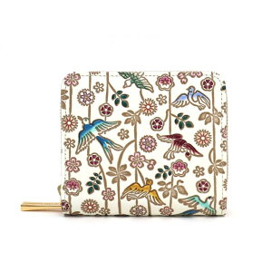 【ふるさと納税】【文庫屋大関】二つ折りファスナーミニ財布 枝垂れ花鳥【皮革工芸品】財布 二つ折り 小物 お札 カード 小銭 コンパクト 牛革 手作り 日本製 墨田区 東京都 お届け:発送