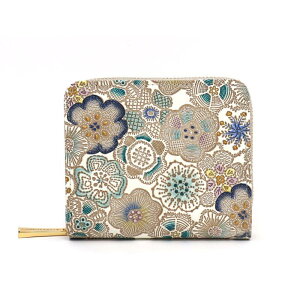 【ふるさと納税】【文庫屋大関】二つ折りファスナーミニ財布 春らんまん<瑠璃>【皮革工芸品】財布 二つ折り 小物 お札 カード 小銭 コンパクト 牛革 手作り 日本製 墨田区 東京都 お届