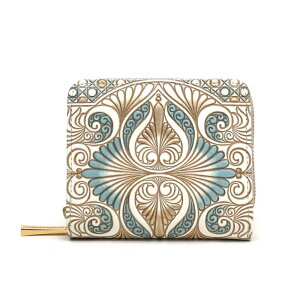 【ふるさと納税】【文庫屋大関】二つ折りファスナーミニ財布 ロカイユ<ブルーグレー>【皮革工芸品】財布 二つ折り 小物 お札 カード 小銭 コンパクト 牛革 手作り 日本製 墨田区 東京都