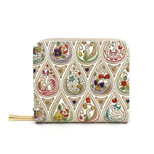 【ふるさと納税】【文庫屋大関】二つ折りファスナーミニ財布 花と猫<ミックス>【皮革工芸品】財布 二つ折り 小物 お札 カード 小銭 コンパクト 牛革 手作り 日本製 墨田区 東京都 お届