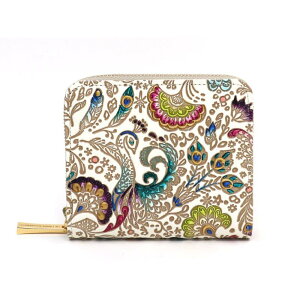 【ふるさと納税】【文庫屋大関】二つ折りファスナーミニ財布 孔雀【皮革工芸品】財布 二つ折り 小物 お札 カード 小銭 コンパクト 牛革 手作り 日本製 墨田区 東京都 お届け:発送可能時