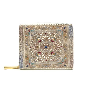 【ふるさと納税】【文庫屋大関】二つ折りファスナーミニ財布 夢幻のタピ【皮革工芸品】財布 二つ折り 小物 お札 カード 小銭 コンパクト 牛革 手作り 日本製 墨田区 東京都 お届け:発送