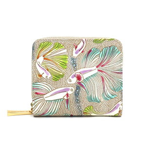 【ふるさと納税】【文庫屋大関】二つ折りファスナーミニ財布 ラビリンスフィッシュ<グリーン>【皮革工芸品】財布 二つ折り 小物 お札 カード 小銭 コンパクト 牛革 手作り 日本製 墨田