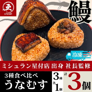 【ふるさと納税】食べ比べうなむす 3種×各1個 | 鰻 魚介類 水産 食品 人気 おすすめ 送料無料
