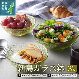 【ふるさと納税】 ガラス 皿 器 小鉢 セット うつわ おしゃれ 工芸品 かわいい キッチングッズ キッチン雑貨 ガラス工芸品 東京都新島産 新島ガラス鉢3点セット