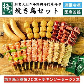 【ふるさと納税】鶏肉専門店の焼き鳥セット（焼き鳥20本・チキンソーセージ2本・焼き鳥たれ(10ml)4パック付） | 肉 お肉 にく 食品　人気 おすすめ 送料無料