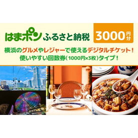 【ふるさと納税】はまポンふるさと納税チケット3000円分（1000円×3枚） | 横浜市 はまポンチケット ふるさと納税 地元応援 体験型サービス 地域活性化 楽しい思い出 ふるさと体験 人気 おすすめ 送料無料