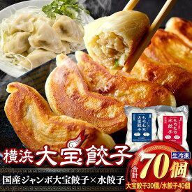 【ふるさと納税】横浜大宝餃子 もちもち国産ジャンボ大宝餃子30個＆もちもち水餃子40個セット | 国産食材使用 冷凍餃子 水餃子 ギョーザ 焼餃子 中華総菜 お取り寄せ ギフト｜人気 おすすめ 送料無料｜神奈川県 横浜市