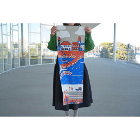 【ふるさと納税】【横浜柄】横浜捺染で染色した手ぬぐい【赤×青】