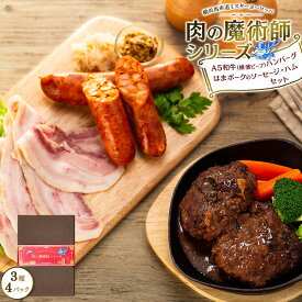 【ふるさと納税】肉の魔術師シリーズ　A5和牛（横濱ビーフ）ハンバーグ・はまポークのソーセージ・ハムセット【3種4パック入り】 | 肉 お肉 にく 食品 人気 おすすめ 送料無料 ギフト